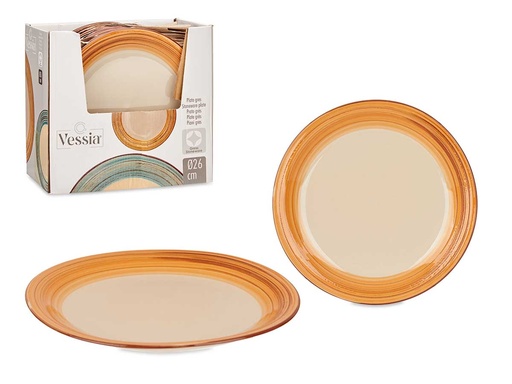 Plato llano de gres 3D marrón de 27 cm, elegante y resistente