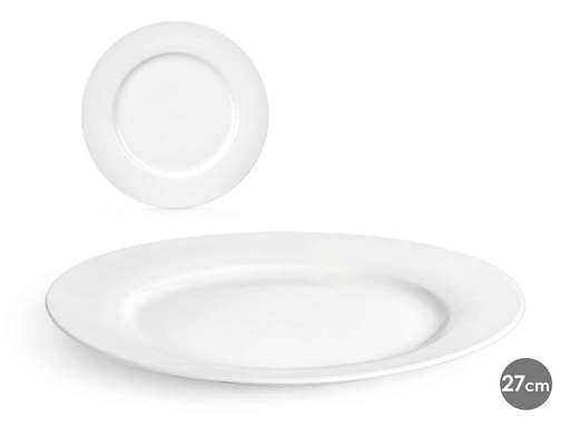Plato llano de porcelana elegante y duradero, ideal para tus comidas