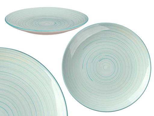 Plato llano espiral azul de 27 cm: elegancia y versatilidad en tu mesa