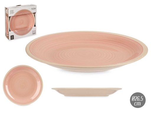 Plato llano grande de gres rosa: elegancia y estilo en mesa