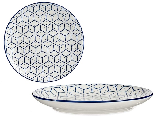Plato llano griego azul de 24 cm: Elegancia y Versatilidad en tu Mesa