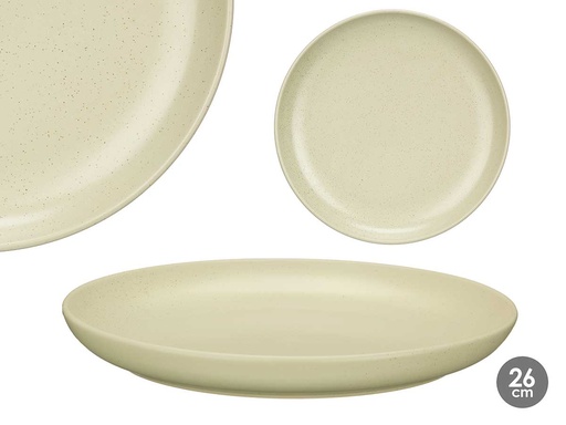 Plato llano moteado verde claro de 26 cm para tu mesa elegante