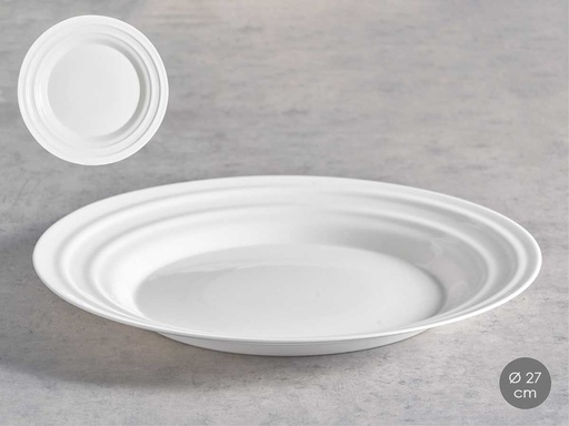 Plato llano ondas opal: elegante y resistente de 27 cm