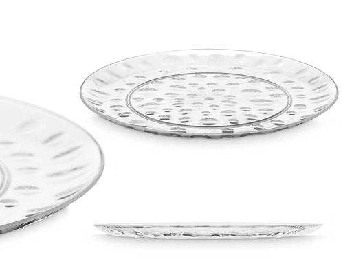 Plato llano plástico transparente, ideal para cualquier evento