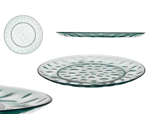 Plato llano plástico verde de 30 cm, ideal para tus comidas alegres