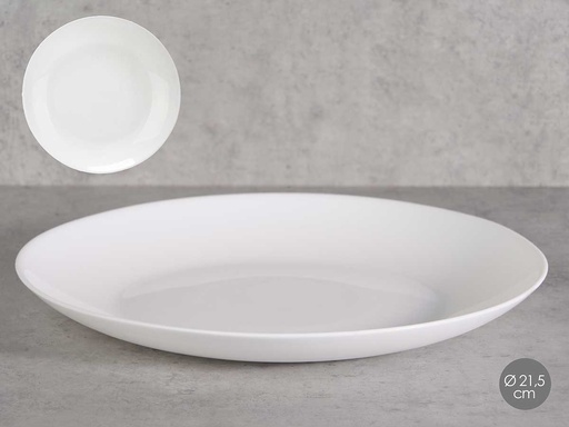 Plato llano redondo opal de 21,5cm: elegancia y durabilidad diaria