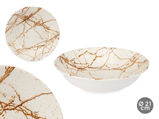 Plato porcelana hondo 21cm oro: Elegancia y calidad para tu mesa
