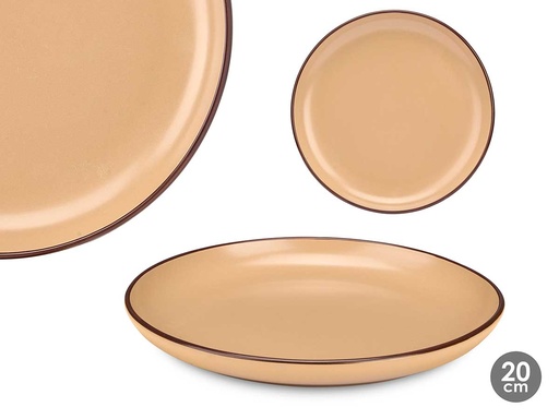 Plato postre 20 cm beige: Elegante y funcional para tu mesa
