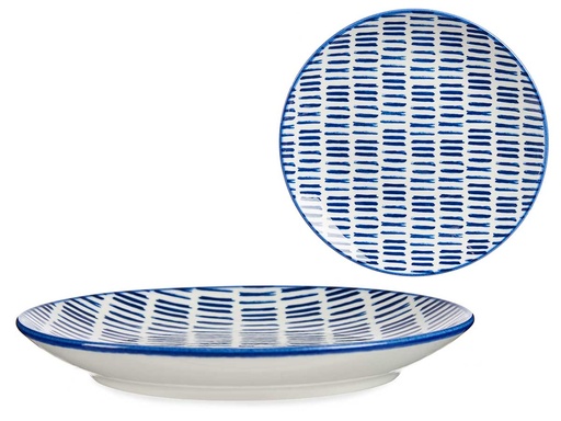 Plato postre 20cm con atractivo dibujo de líneas azules