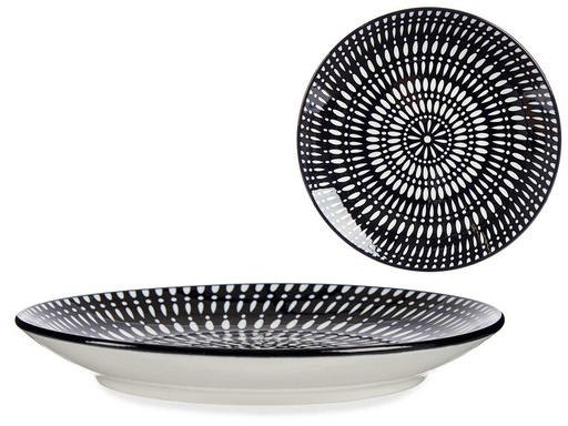 Plato postre 20cm círculo étnico negro: Elegancia y estilo en tu mesa
