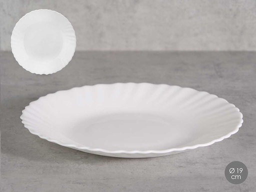 Plato postre clásico Opal de 19 cm: Elegancia y Durabilidad Ideal