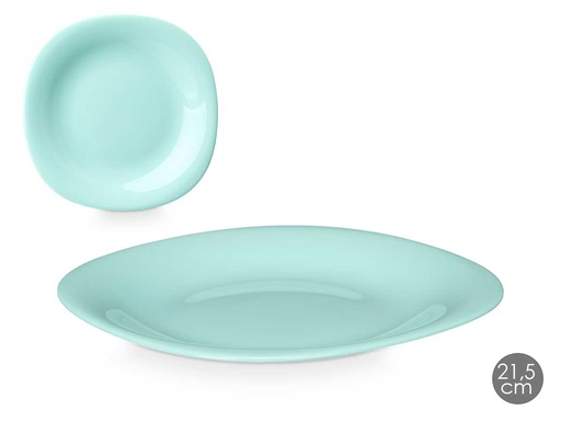 Plato postre cuadrado opal verde: elegancia y frescura para tu mesa