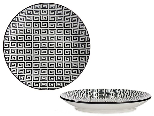 Plato postre geométrico negro de 20cm: elegancia y modernidad
