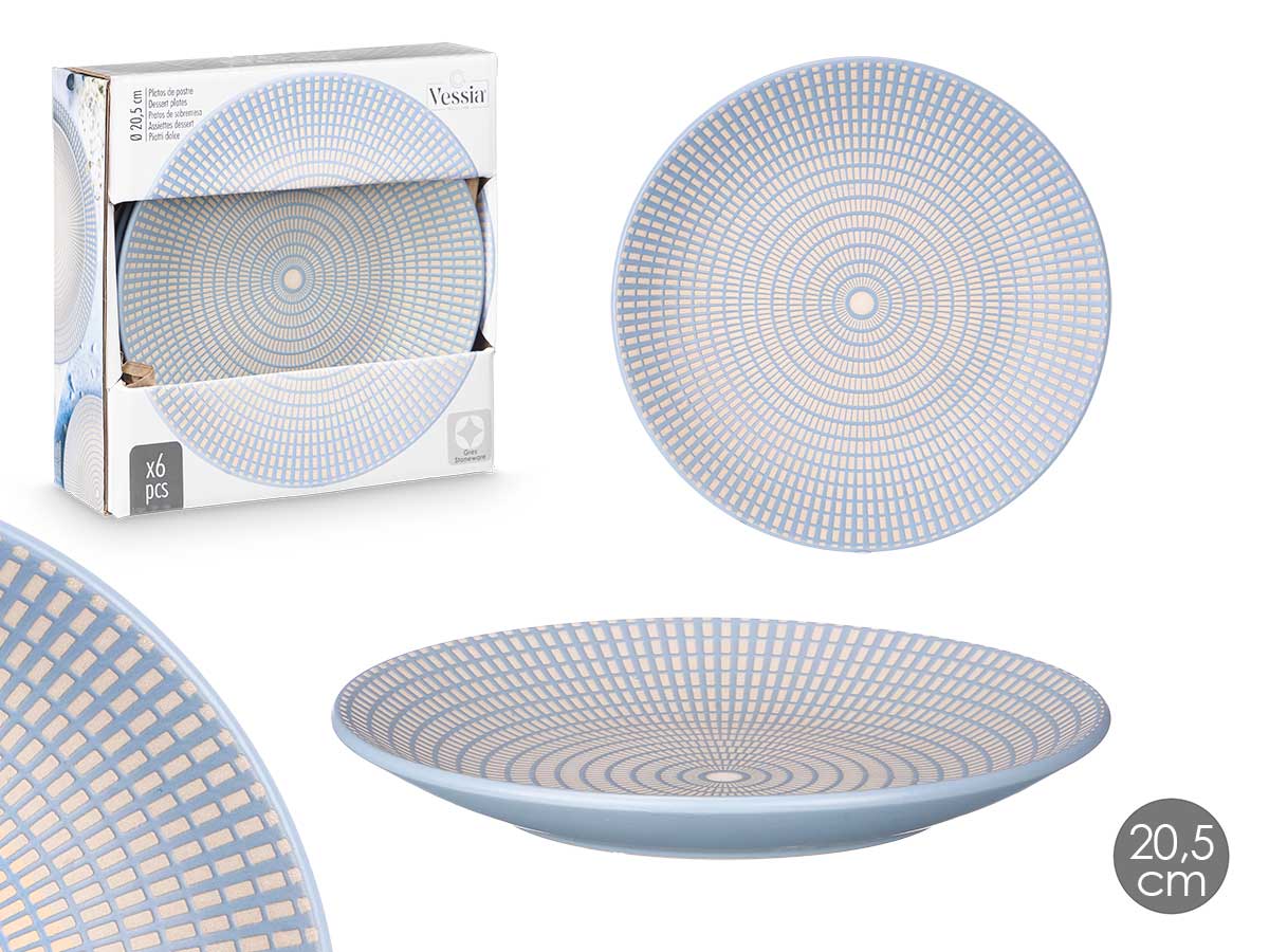 Plato postre grabado azul de 20,5 cm: elegancia para tu mesa