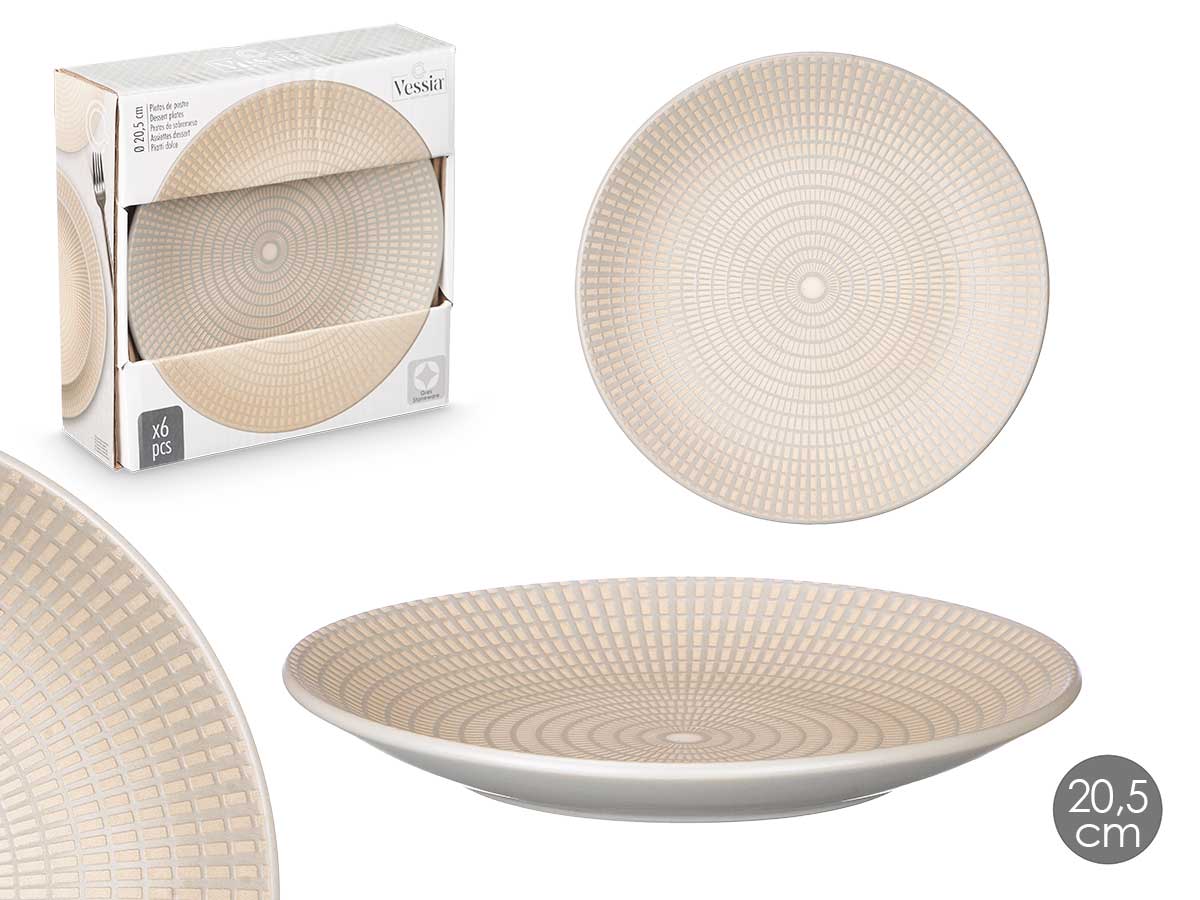 Plato postre grabado gris de 20,5 cm: elegancia y estilo en tu mesa