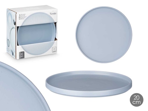 Plato postre liso azul: Elegancia y modernidad en 20 cm