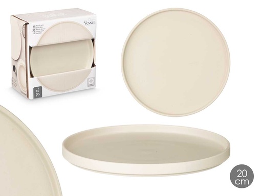 Plato postre liso beige de 20 cm: Elegancia y funcionalidad