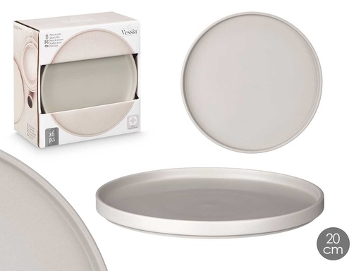 Plato postre liso gris de 20 cm, elegancia y versatilidad en tu mesa