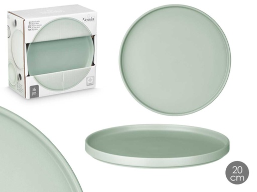 Plato postre liso verde de 20 cm, ideal para presentaciones elegantes