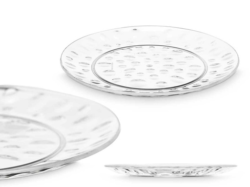 Plato postre plástico transparente 21,5 cm, ideal para tus eventos