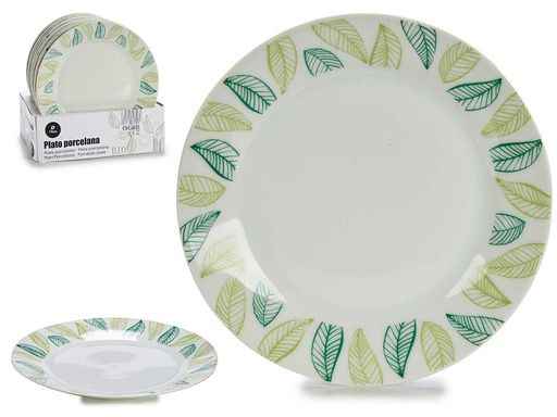 Plato postre porcelana 19cm hojas: Elegancia y estilo en tu mesa