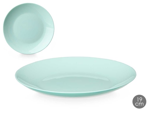Plato postre redondo opal verde: elegancia y frescura en 19 cm