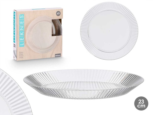 Plato rayas transparente 23 cm: Elegancia y estilo en tu mesa