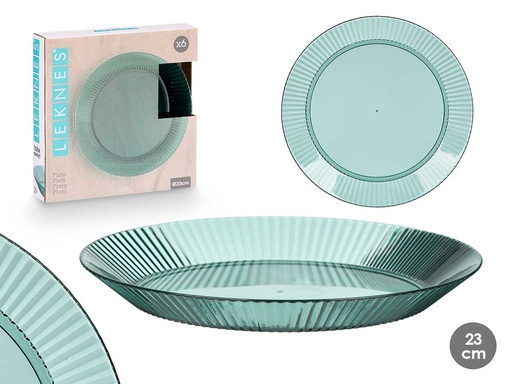Plato rayas verde, diseño atractivo y moderno para tu mesa