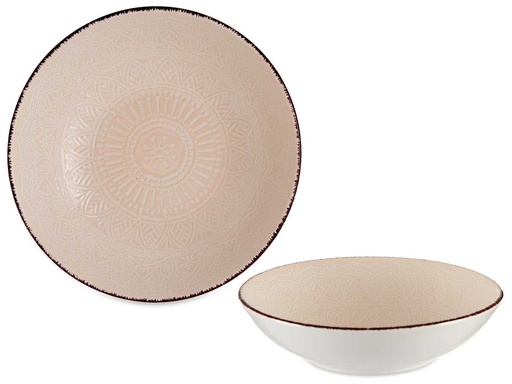 Plato relieve hondo beige para servir con estilo y elegancia