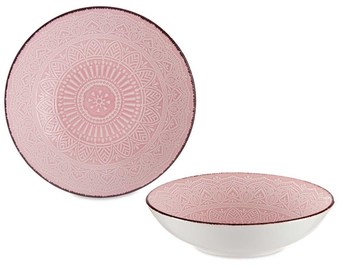 Plato relieve hondo rosa: elegancia y funcionalidad en tu mesa