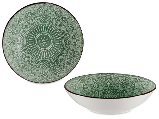 Plato relieve hondo verde: elegancia y funcionalidad en tu mesa