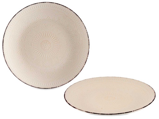 Plato relieve llano beige: Elegancia y versatilidad en 27cm