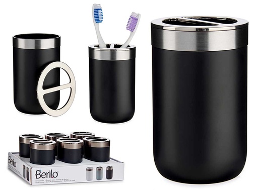 Portacepillos plateado negro: Elegancia y organización para tu baño
