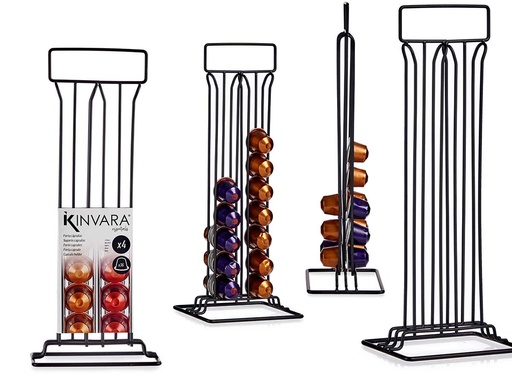Portacápsulas 36 cápsulas de café en acero negro, práctico y elegante