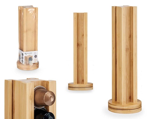 Portacápsulas de bambú giratorio: organiza con estilo tus cápsulas