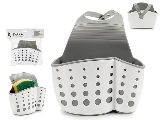 Portaestropajo colgar plástico blanco y gris: limpieza garantizada