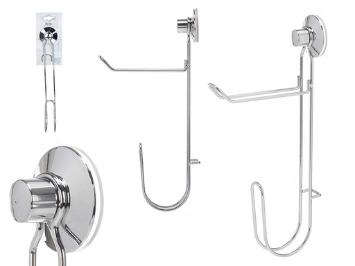 Portarrollo acero doble ventosa: Práctico y resistente para tu baño