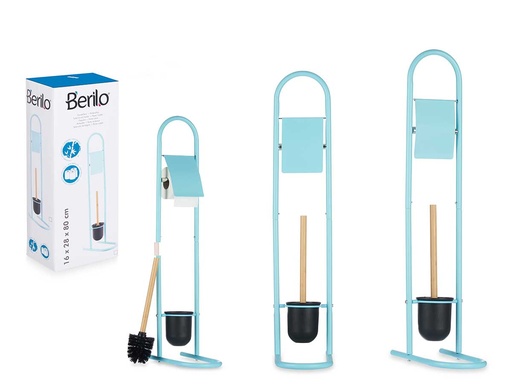 Portarrollo escobilla metal y bambú azul: elegancia y durabilidad