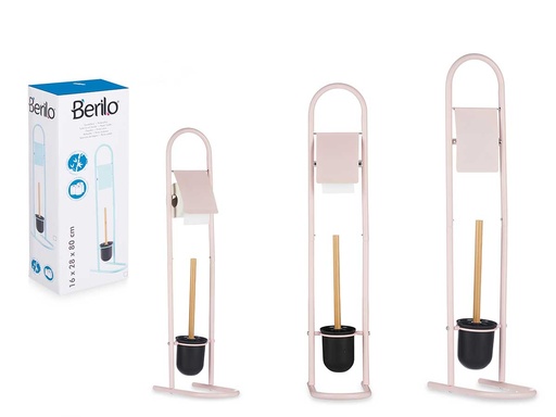 Portarrollo escobilla metal, bambú y rosa: elegancia y funcionalidad
