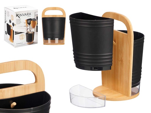 Portautensilios Doble Asa Negro: Organiza Con Estilo y Comodidad