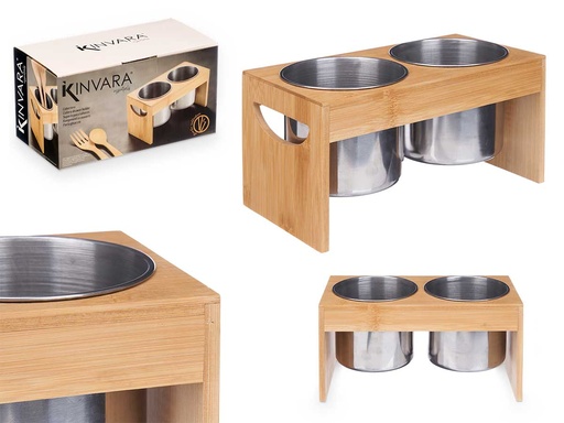 Portautensilios Doble de Bambú y Metal: Ordena tu Cocina con Estilo