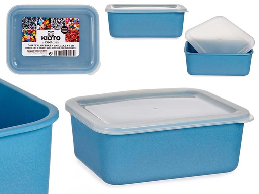 Recipiente de bambú azul con tapa de plástico: práctico y ecológico