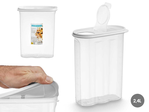 Recipiente multiuso para cereales con tapa gris, 2,4L de capacidad