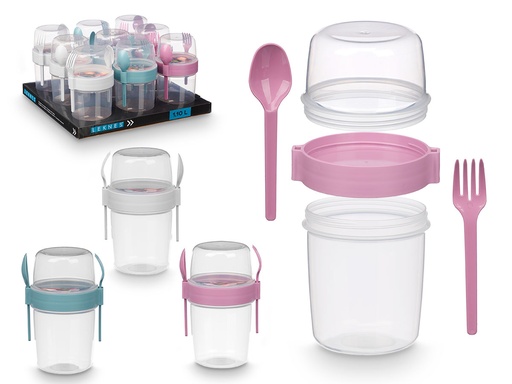 Recipiente plástico para cubiertos 1100ml, surtido 3 colores prácticos