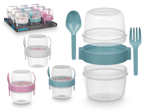 Recipiente plástico para cubiertos 800 ml surtido en 3 colores