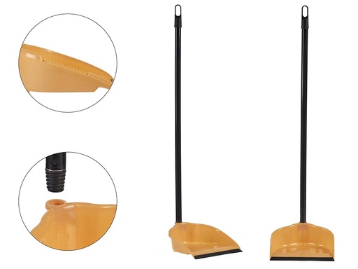 Recogedor con goma y palo crema: limpieza fácil y eficiente
