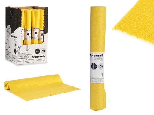 Rollo bayeta suave de 2m con precorte amarillo, ¡ideal para limpieza!