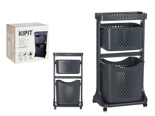 Ropero plástico antracita con ruedas, ideal para organizar