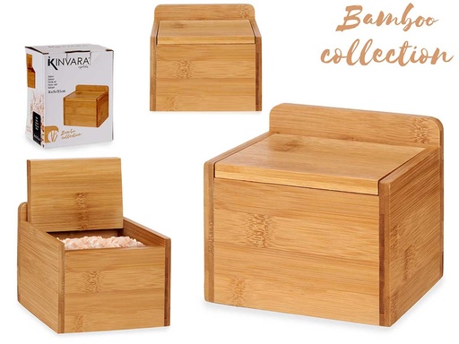 Salero de bambú con tapa, elegante y práctico para tu cocina