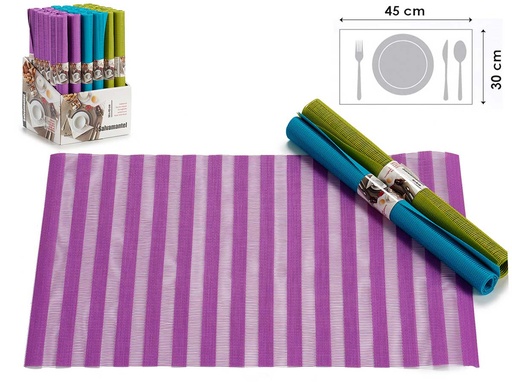 Salvamantel 30x45 rayas surtidas en 3 colores vivos para tu mesa